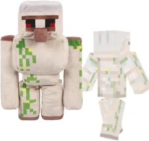 Pixel-Style Plushies Game Basic Stuffed Animal Mineworld Character Soft Toy, Video Game-Inspired Collectible Plushies (Iron Golem)