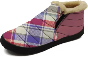 Plaid Buffalo Snow Boots for Men Women Winter Shoes Low Top Fashion Sneakers Slip on Ankle Booties Valentines Day Gifts