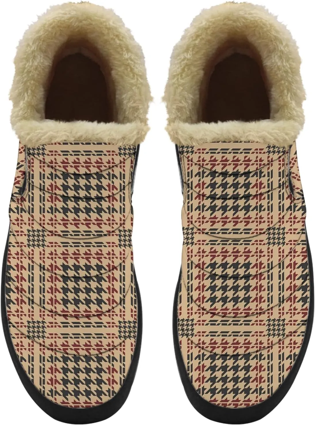 Plaid Buffalo Snow Boots for Men Women Winter Shoes Low Top Fashion Sneakers Slip on Ankle Booties Valentines Day Gifts