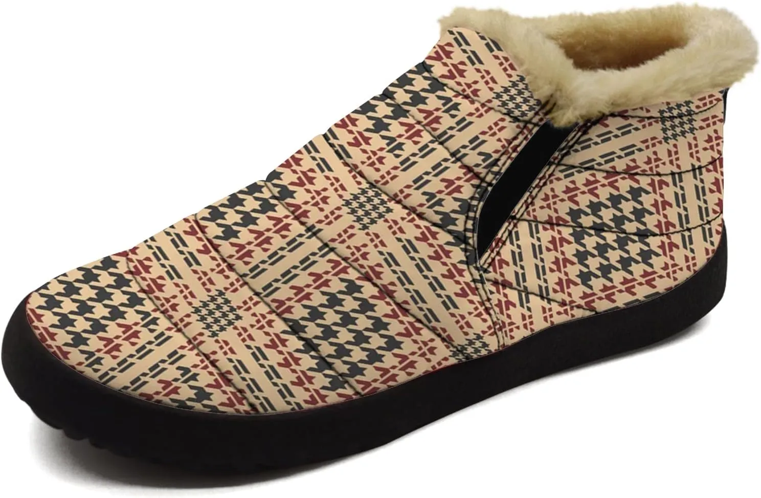 Plaid Buffalo Snow Boots for Men Women Winter Shoes Low Top Fashion Sneakers Slip on Ankle Booties Valentines Day Gifts