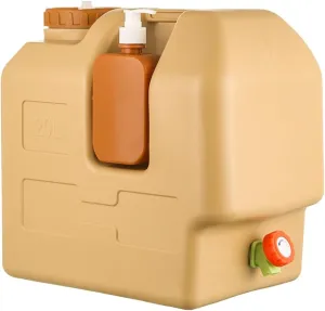 Plastic Water Container with Tap, 30L Water Jug with Spigot Water Storage Container Large Capacity Portable Water Tank with Hand Sanitizer Bottle for Outdoor Camping Hiking