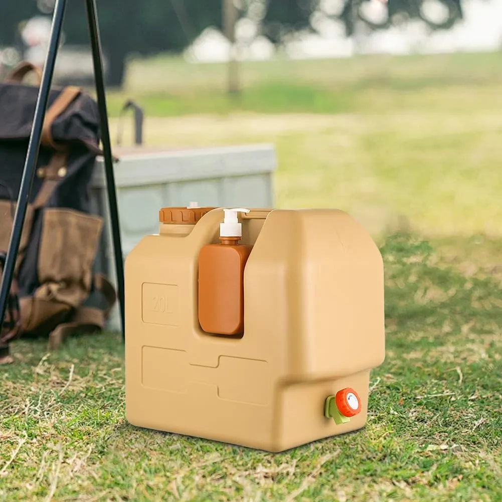 Plastic Water Container with Tap, 30L Water Jug with Spigot Water Storage Container Large Capacity Portable Water Tank with Hand Sanitizer Bottle for Outdoor Camping Hiking