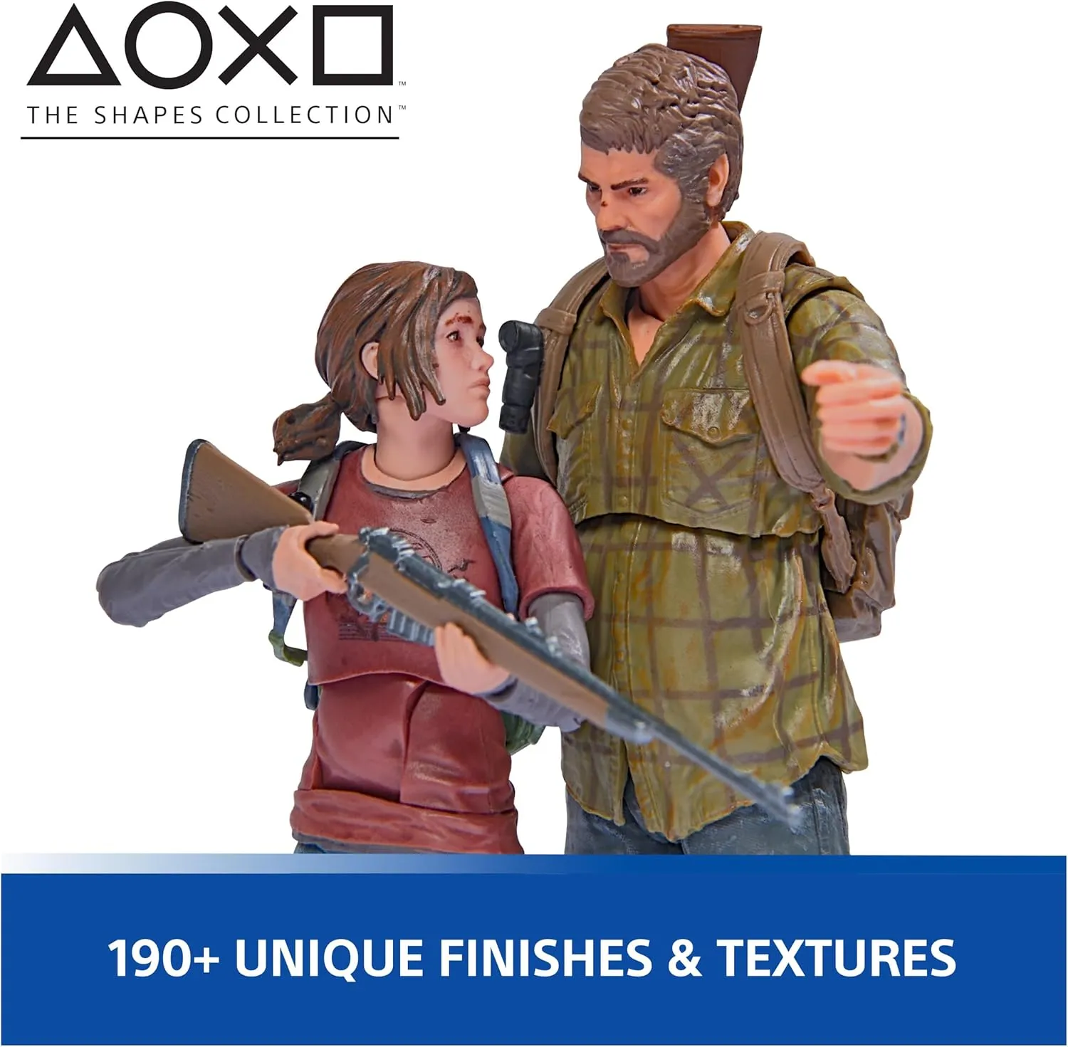 PlayStation The Last of US, 2-Pack 6” Joel & Ellie Action Figures with 19 Accessories, The Shapes Collection, for PS5 Fans & Collectors Ages 17 