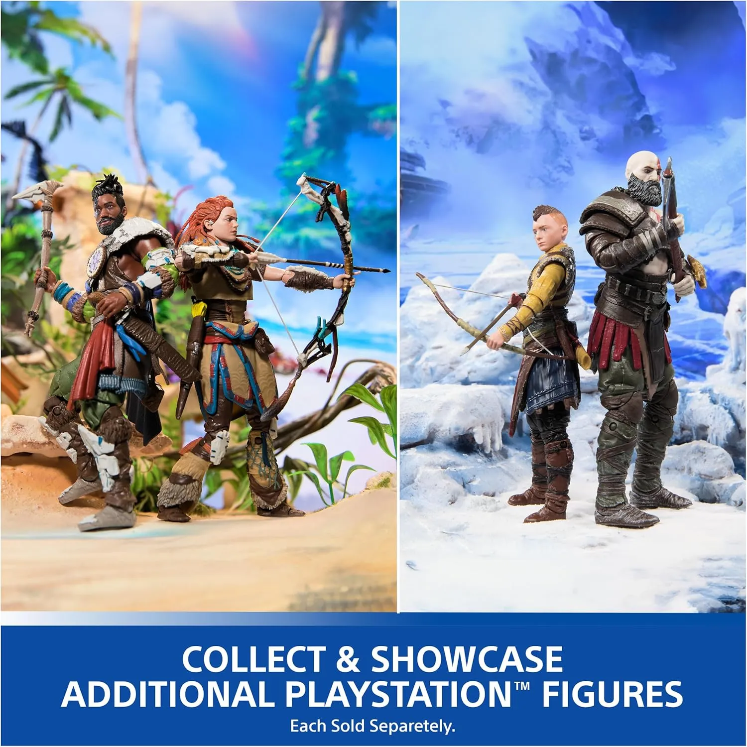 PlayStation The Last of US, 2-Pack 6” Joel & Ellie Action Figures with 19 Accessories, The Shapes Collection, for PS5 Fans & Collectors Ages 17 