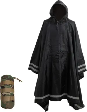 Plus Size Rain Poncho with Hood and Reflective Stripes, Big and Tall Rain Poncho, Ideal as Rain Ponchos for Adults