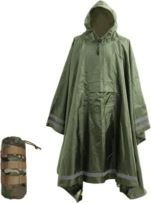 Plus Size Rain Poncho with Hood and Reflective Stripes, Big and Tall Rain Poncho, Ideal as Rain Ponchos for Adults