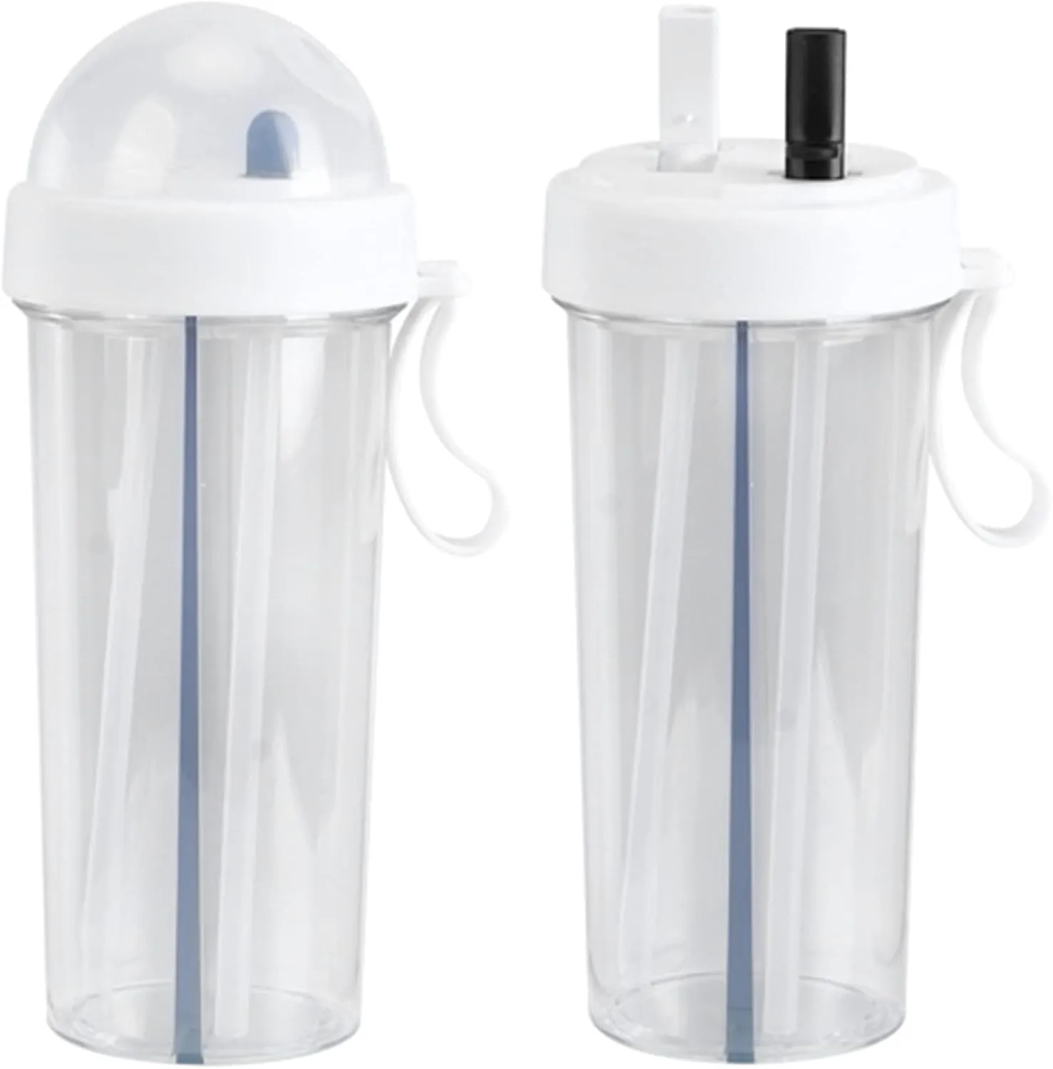 POCREATION Water Cup, 600ml Innovative Dual Use Water Bottle Straw Water Cup for Home Outdoor Camping Sport for Home, Outdoor, Camping(White)