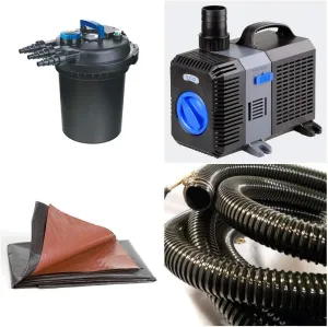 PondH2o Pond Kit 2600 Gallon Pond Kit with a Pressurized Filter | DIY Backyard Fishpond Creates up to 15' x 11' x 2' Deep | with Biological and Mechanical Filter Media Filtration