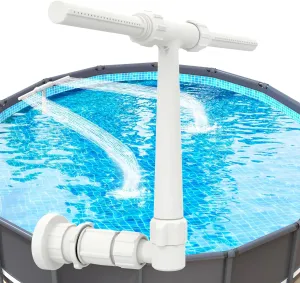 Pool Fountain for Above and In-Ground Pools, Dual Spray Waterfall Sprinkler Fountain, Above Ground Pool Accessories, Adjustable Waterfall Cooling and Relaxation(White)