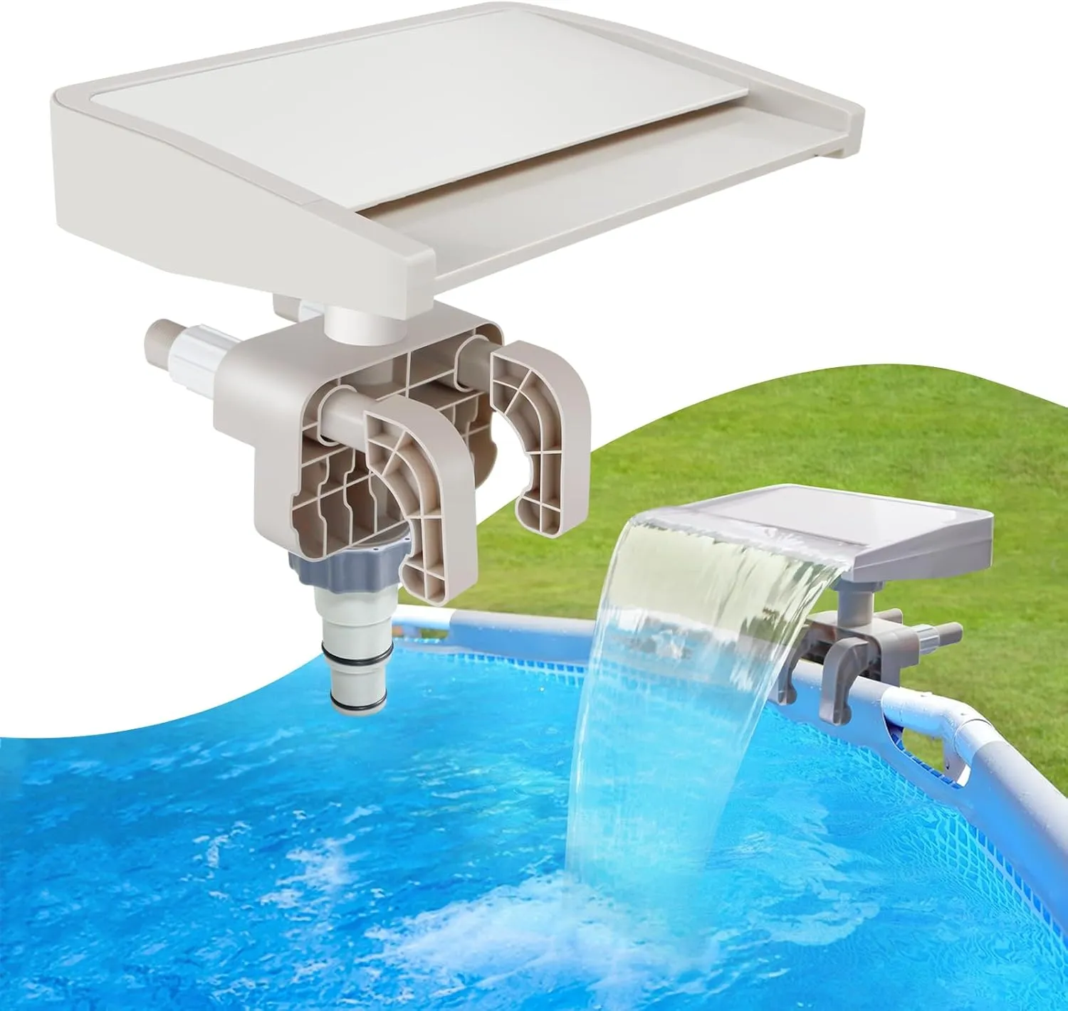 Pool Fountain for Above Ground Pools, Swimming Pool Waterfall Fountain, Smooth Flowing Pool Waterfall for Relaxation, Fits 1.2" to 4.7" Above-Ground Pool Frames