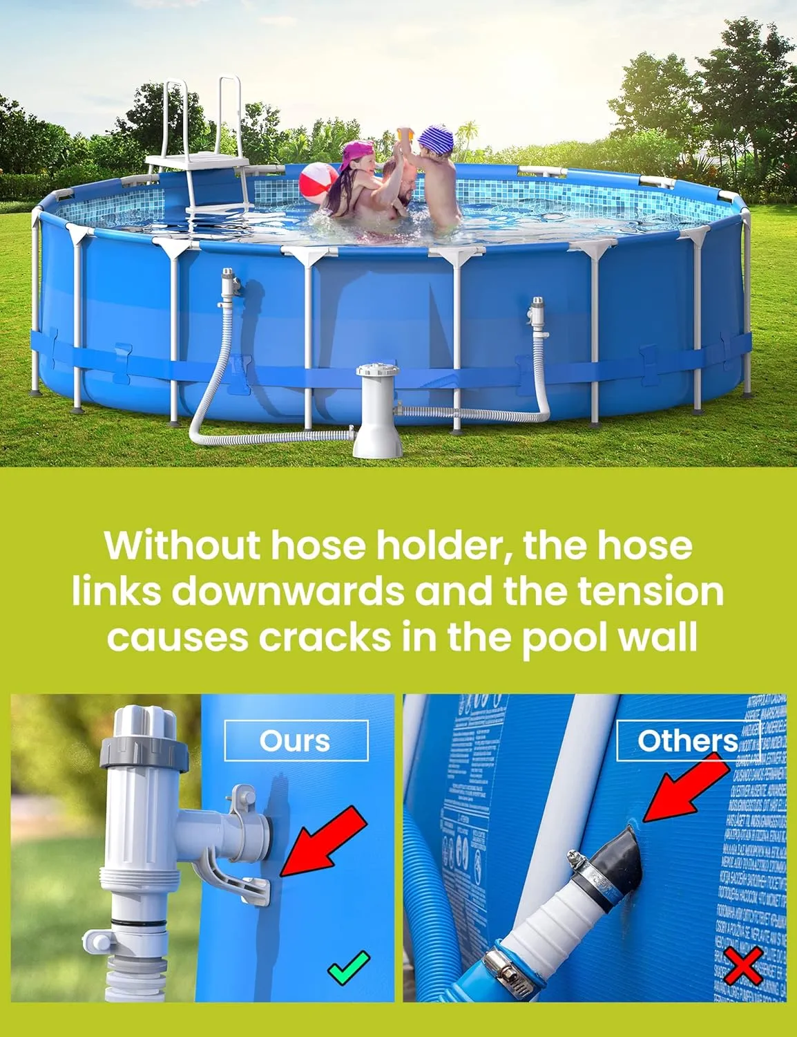Pool Hose Adapter for Above Ground Swimming Pool, Pool Replacement Parts with Plunger Valve and Pool Pipe Holder Compatible with Intex/Bestway/Stock Tank Pool, Pool Pump Parts
