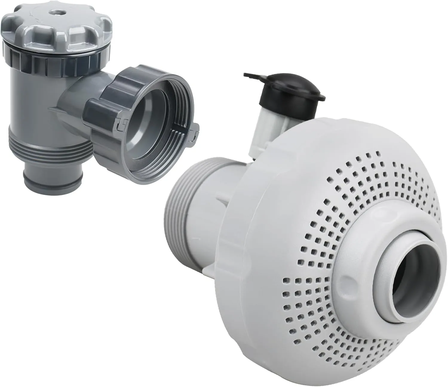 Pool Plunger Valve with 12355 Large Inlet Air Nozzle for Intex Above Ground Pool and Pool Pump, Swimming Pool Accessories Pool Filter Pump On Off Plunger Valve & Strainer Grid Nozzle Kit Replacement