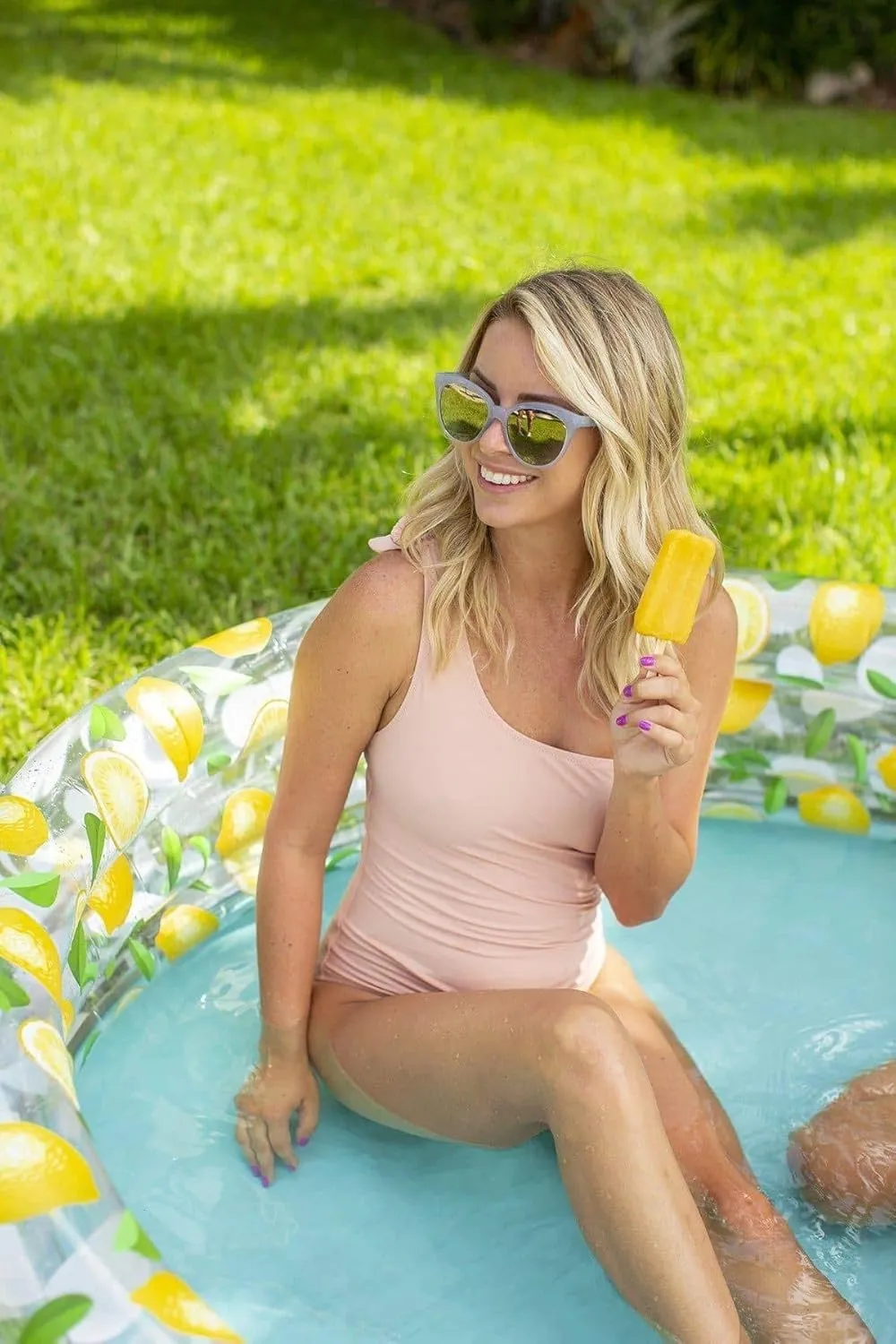 Poolcandy Inflatable Sunning Pools for up to 3 Adults (Lemon Print Designer Inflatable Sunning Pool)
