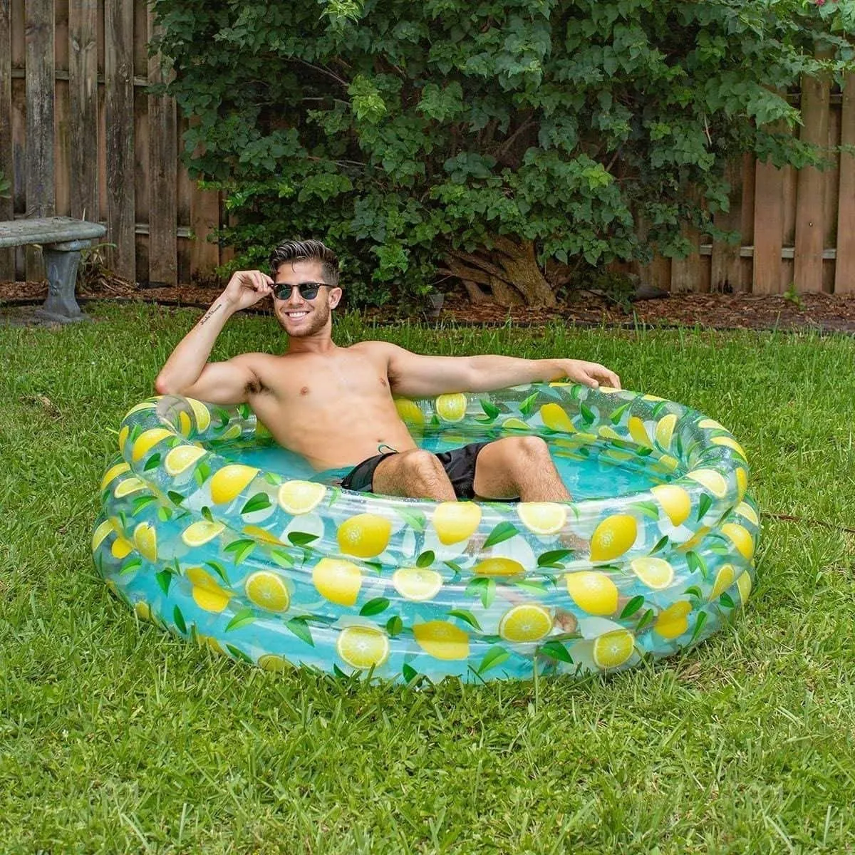 Poolcandy Inflatable Sunning Pools for up to 3 Adults (Lemon Print Designer Inflatable Sunning Pool)