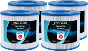 POOLPURE Summer Escapes Replacement Pool & Spa Filter for Type D, Summer Waves P57100102, P57000104, 4 Pack