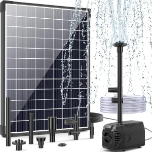 POPOSOAP 25W Solar Water Pump, Solar Water Fountain with Flow Adjustable, Solar Pond Pump with Water Shortage Protection & Diverter Valve for Ponds, Garden, Fish Tank, Waterfall, Hydroponics