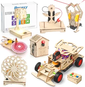 Poraxy 7 in 1 STEM Kits for Kids Ages 8-12, Robot Building Kit for Kids 6-12 6-8 5-7, Engineering Building Toys Experiments Xmas 3D Puzzles Birthday Gifts 7 8 9 10 11 12 13 Yr Old Boys Girls