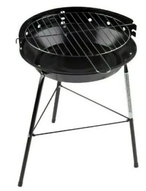 Portable 33cm Round Charcoal BBQ Grill for Outdoor Cooking in Garden or Patio