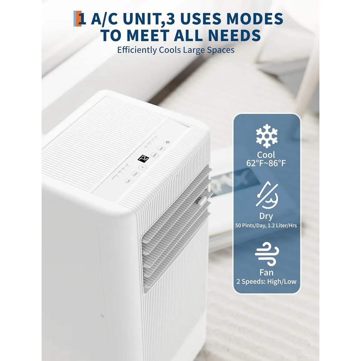 Portable Air Conditioner for Indoor Rooms, 3-In-1 AC Unit for Bedroom