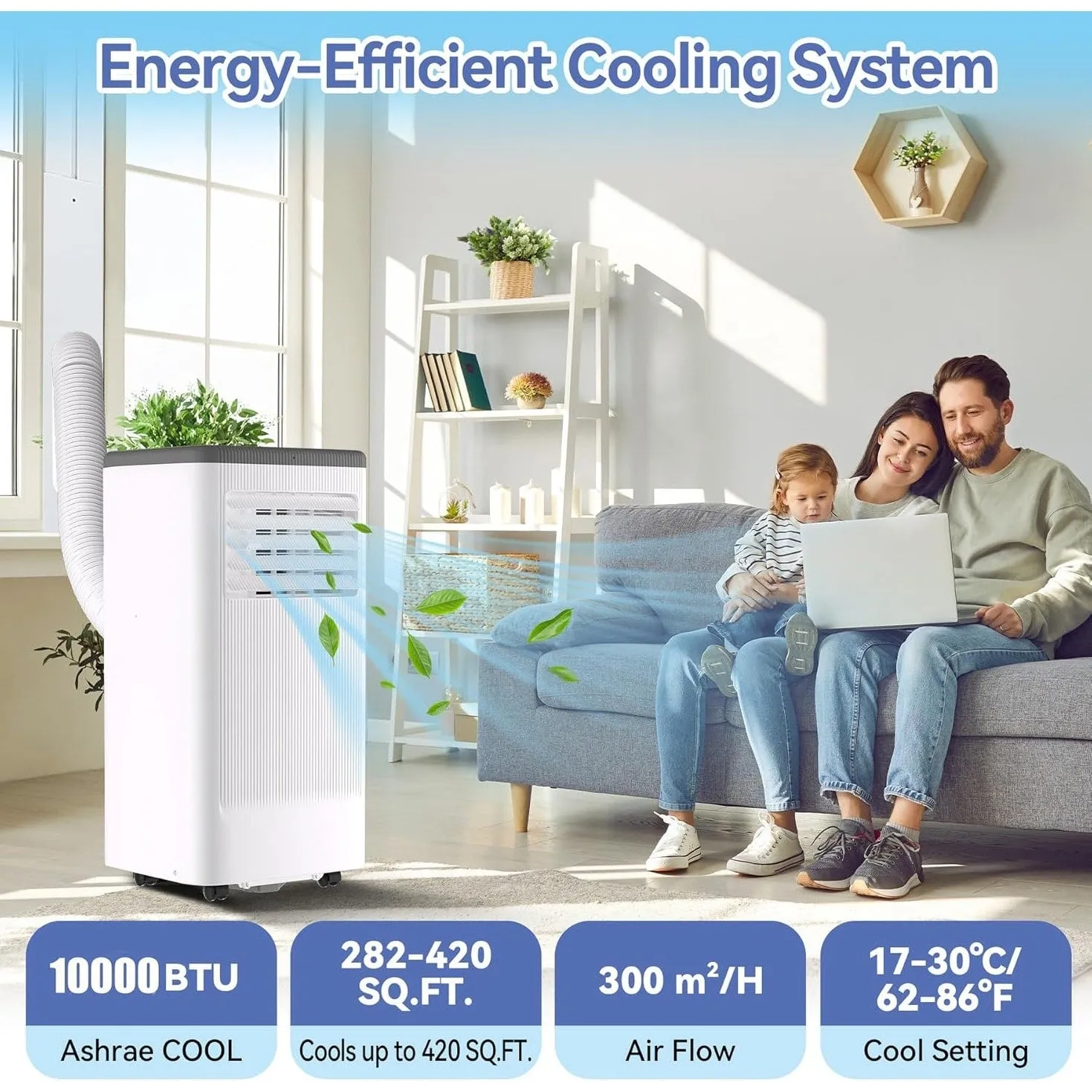 Portable Air Conditioner for Indoor Rooms, 3-In-1 AC Unit for Bedroom