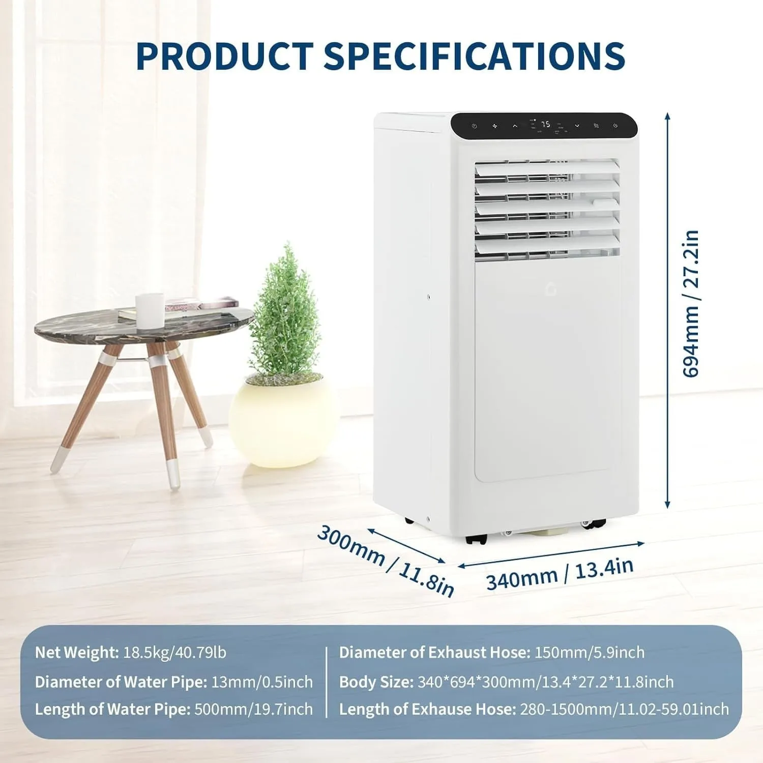 Portable Air Conditioner for Indoor Rooms, 3-In-1 AC Unit for Bedroom