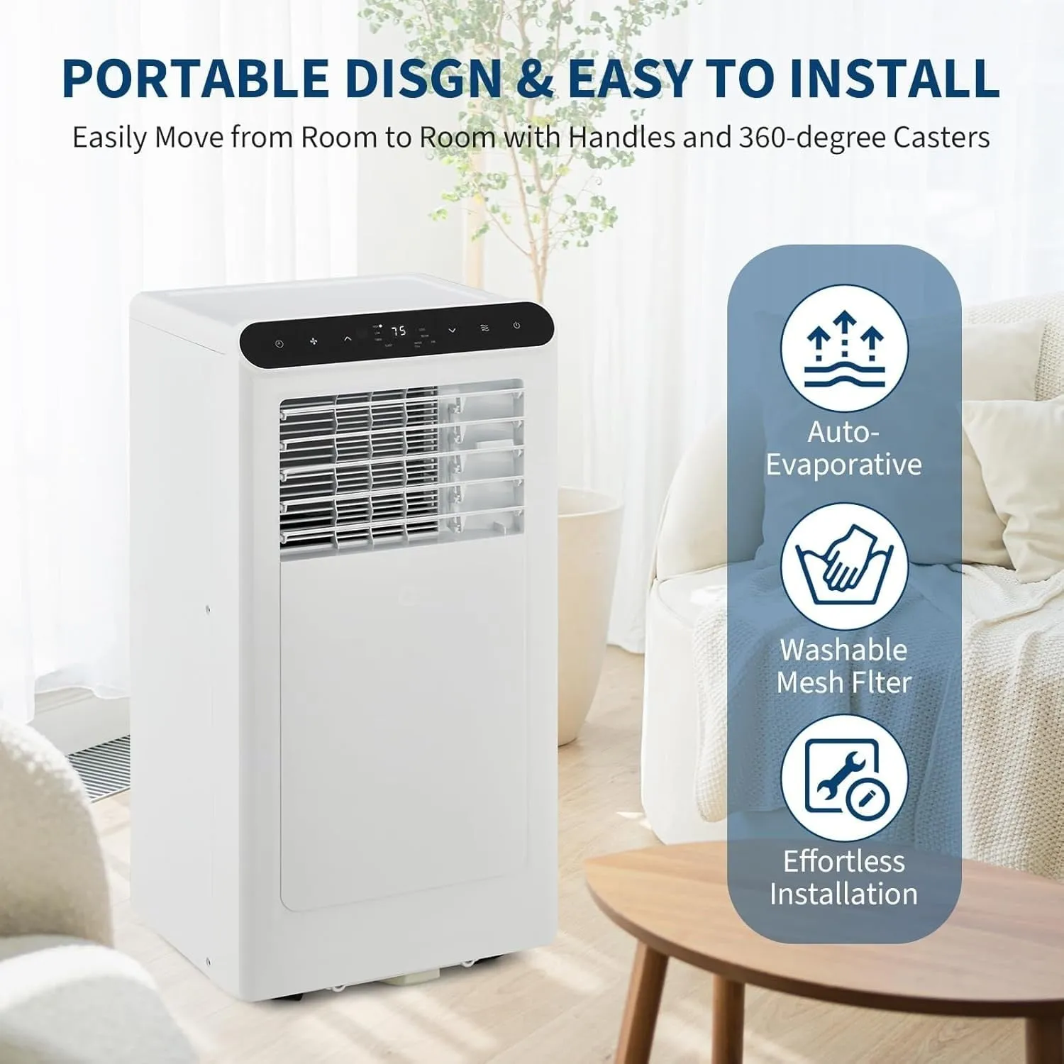 Portable Air Conditioner for Indoor Rooms, 3-In-1 AC Unit for Bedroom