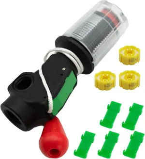 Portable Automatic Inflator Device for Inflatable Life Jacket Life Vest Lifesaving Belt with 3 Bobbins 5 Green Safety Clasps Suitable for CO2 Kit Cartridge Cylinder with 1/2 Inch Thread