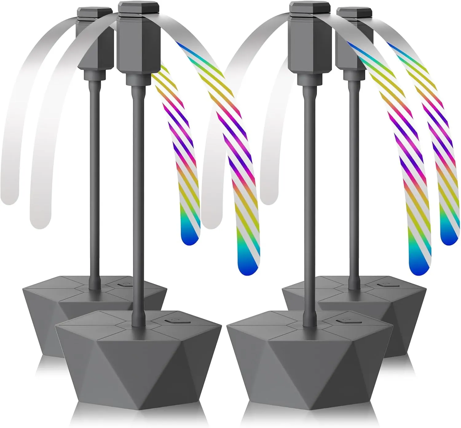 Portable Battery Powered Fly Fans for Tables Up to 15 Hours Working Time, 4-Pack Indoor Outdoor Food Fan with Flexible Goose-Neck Blades for Home Restaurant Party Picnic Patio BBQ, Grey
