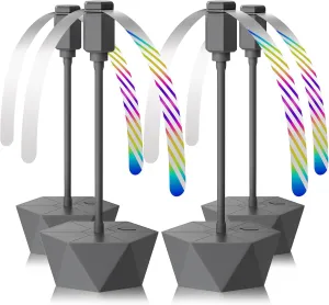 Portable Battery Powered Fly Fans for Tables Up to 15 Hours Working Time, 4-Pack Indoor Outdoor Food Fan with Flexible Goose-Neck Blades for Home Restaurant Party Picnic Patio BBQ, Grey