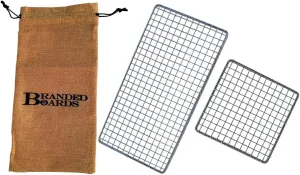 Portable Bushcraft Stainless BBQ Cooking Grill Grate, Bamboo Cutting Board, Burlap Bag, Mini Knife, Fire Starter Kits. Camping, Campfires, Backpacking, Hunting & Fishing Gear