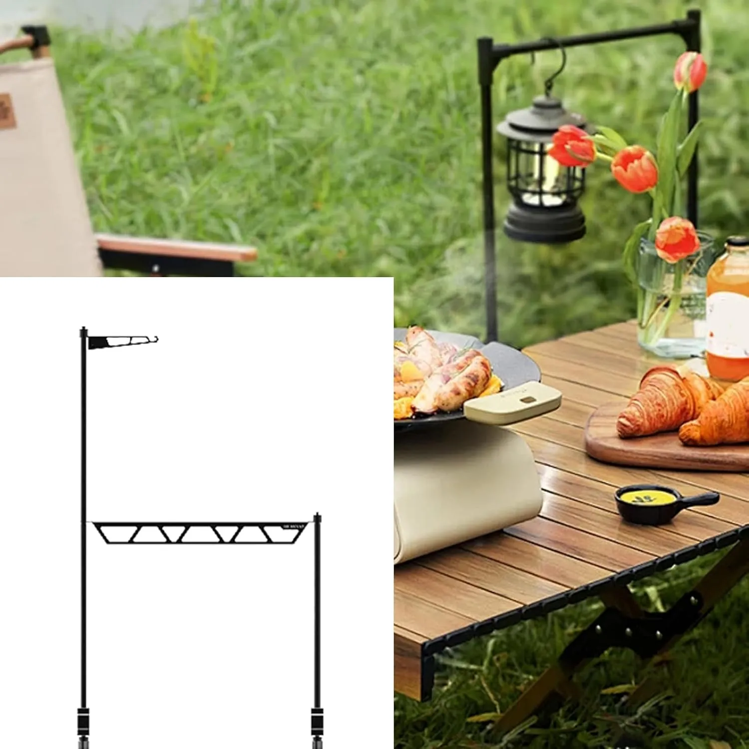 Portable Camping Rack | Desktop Shelf Camping, Camping Desktop Cookware Rack - Desktop Cookware Organizer, Portable Multi-Function Organizer for BBQ Grill Picnic Outdoor Travel Hiking Fishing