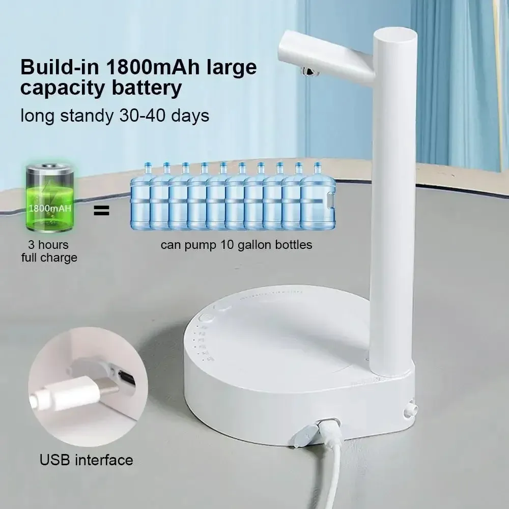 Portable Desktop Electric Water Dispenser Bottle Pump Barreled with USB Charging Automatically Drink for Home Office Outdoor