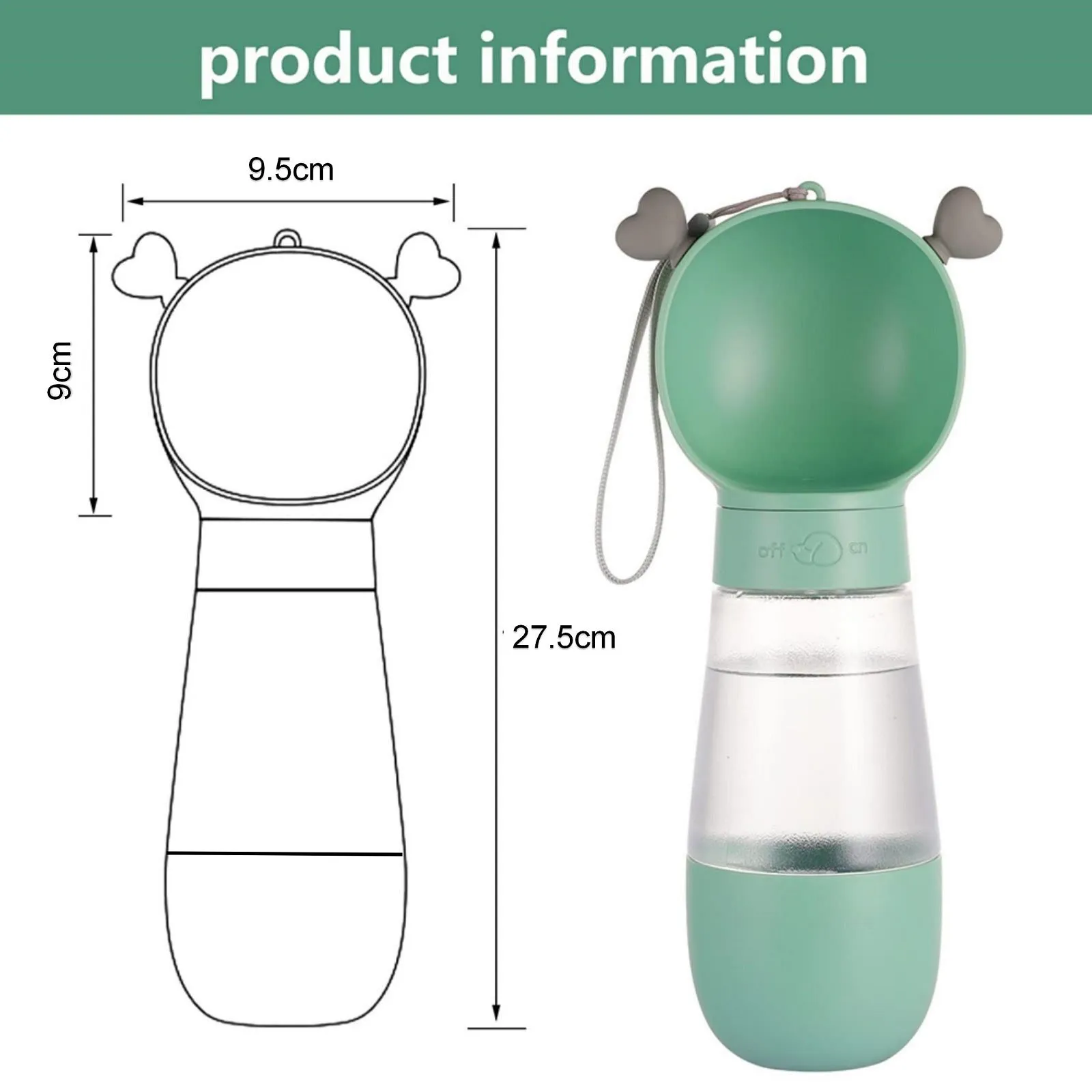 Portable Dog Water Bottle with Food Container Leak Proof Dog Travel Water Dispenser for Walking, Hiking and Travel