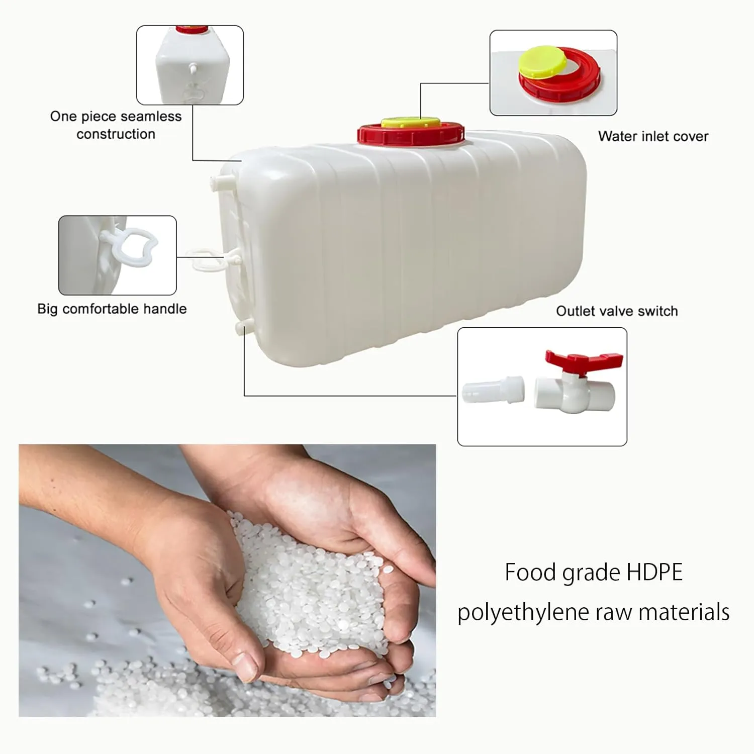 Portable Household Water Storage Containers, Rectangular Food Grade Plastic Bucket Large Drop-Resistant Plastic Water Tank for Outdoor Camping RV Self-Driving Tour(Size:120L)