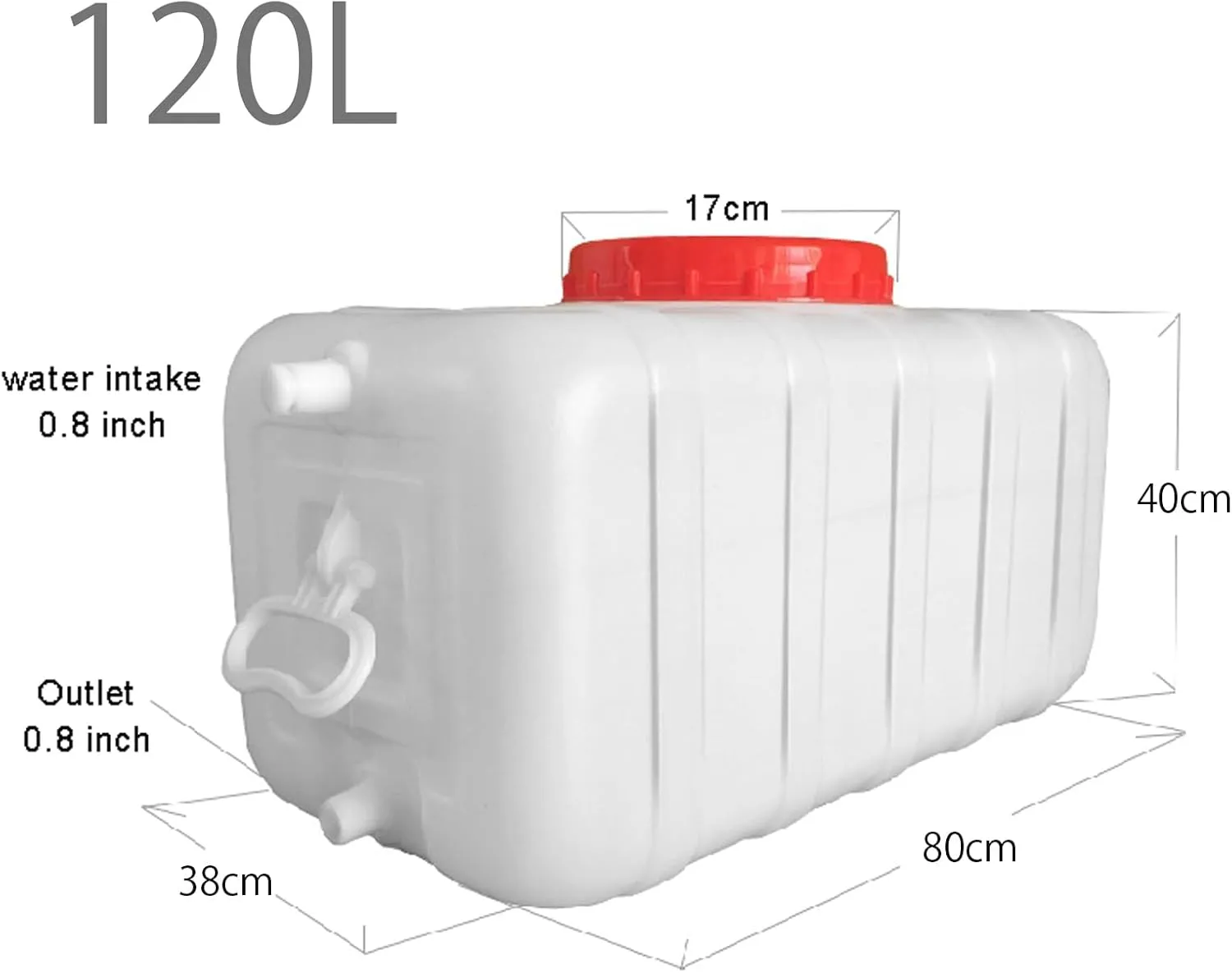Portable Household Water Storage Containers, Rectangular Food Grade Plastic Bucket Large Drop-Resistant Plastic Water Tank for Outdoor Camping RV Self-Driving Tour(Size:120L)