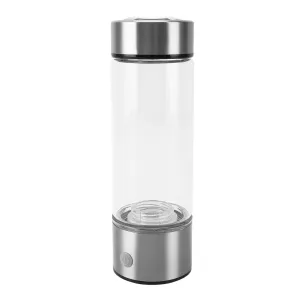 Portable Hydrogen Water Bottle 450ml SPE PEM Technology 1300 to 1600ppb Ionizer Cup with Food Grade Glass Material for Fitness, Office