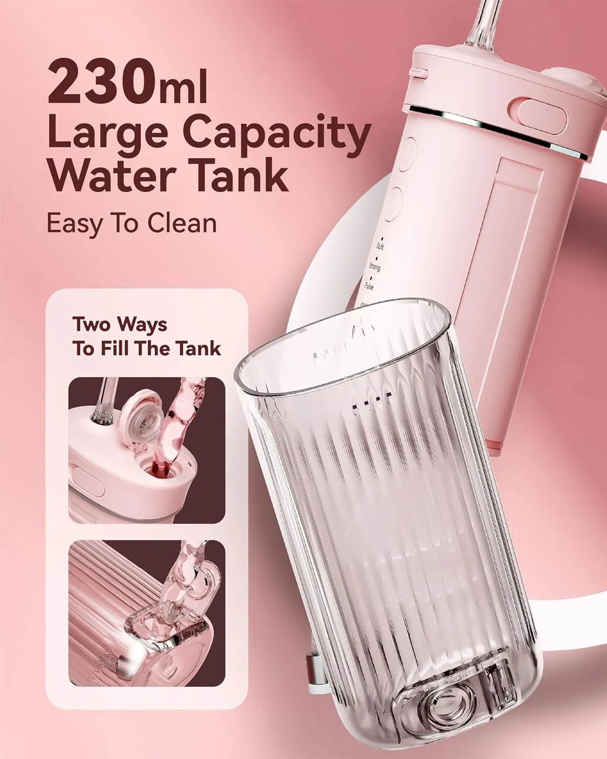 Portable Mini Water Dental Flosser for Teeth Cleaning Pick,Travel Oral Irrigator with Telescopic Water Tank,4 Modes and Waterproof Design-Perfect for Braces,Bridges,Home&Travel Dental Care