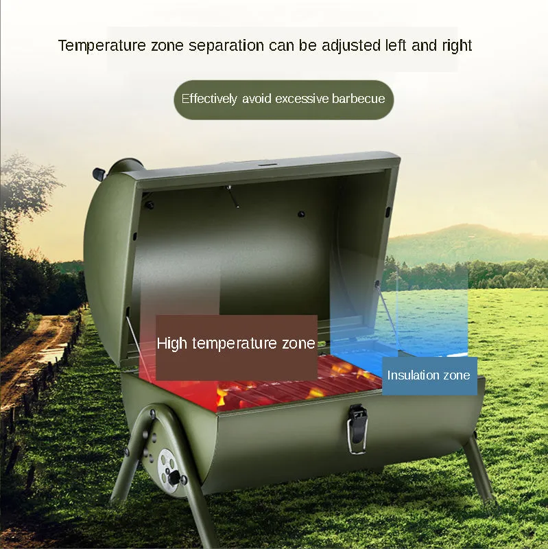 Portable Outdoor BBQ Charcoal Grill – Thickened Picnic Grill for Camping & Backyard Cooking