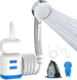 Portable Shower For Camping，Upgraded 8000mah Rechargeable Camping Shower With Lighting, IPX7 Waterproof Camp Shower For Outdoor Lighting, Car Washing, Flower Watering, Pet Cleaning