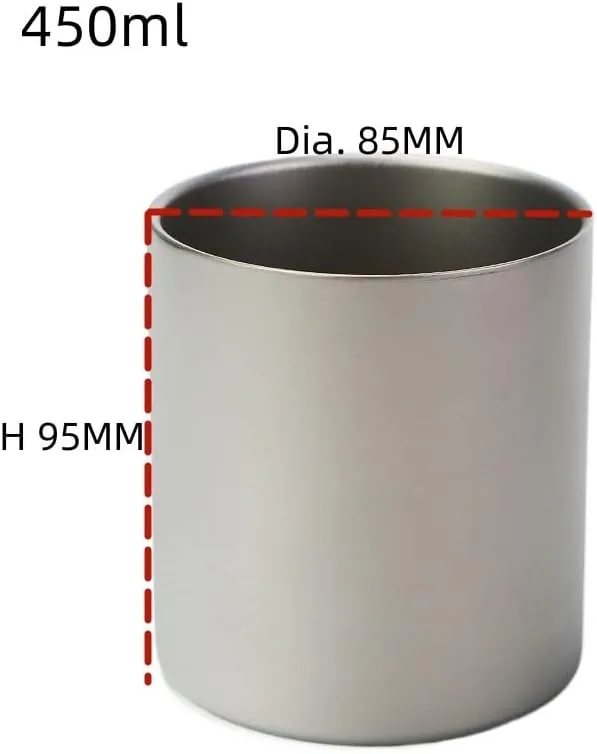 POVCZWXSS 1PC Outdoor Pure Titanium Water Cup Lightweight Portable Mug(450ml A)