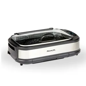 PowerXL Smokeless Grill Plus with Tempered Glass Lid and Turbo Speed Smoke Extractor Technology