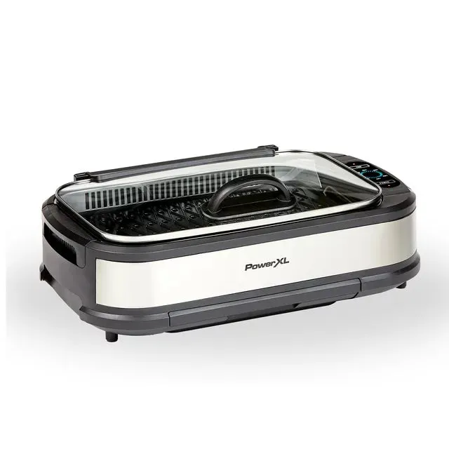 PowerXL Smokeless Grill Plus with Tempered Glass Lid and Turbo Speed Smoke Extractor Technology