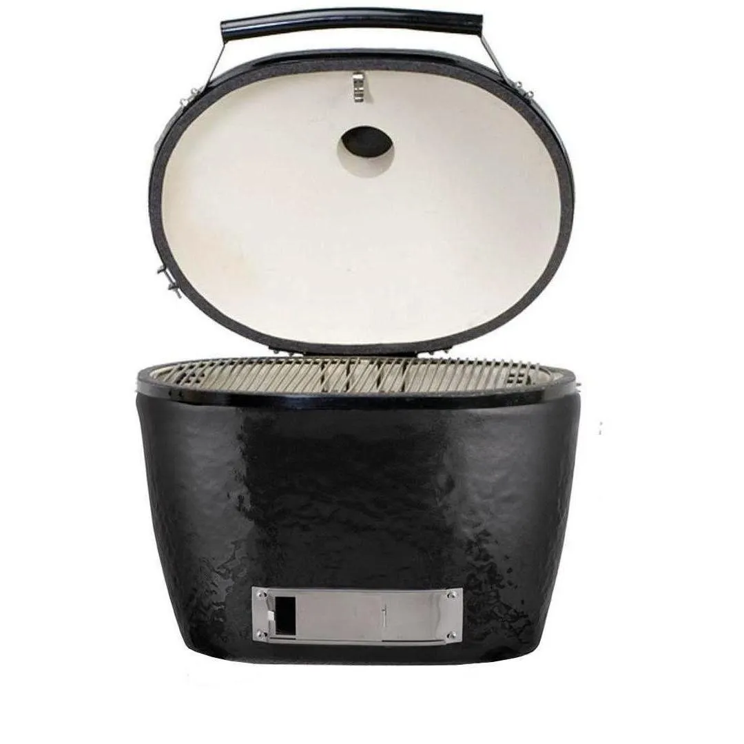 Primo Oval XL Ceramic Kamado Grill On Compact Cypress Table
