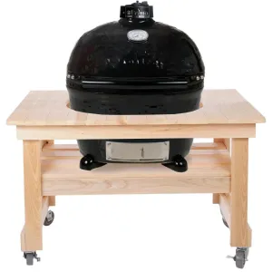 Primo Oval XL Ceramic Kamado Grill On Compact Cypress Table