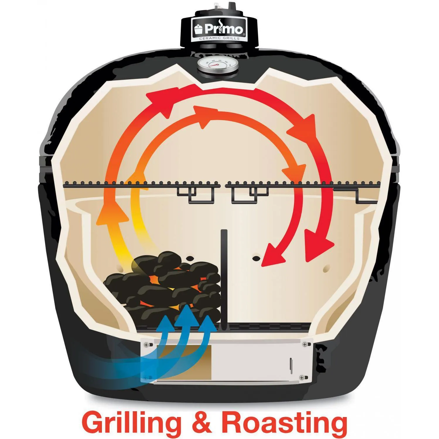 Primo Oval XL Ceramic Kamado Grill On Compact Cypress Table