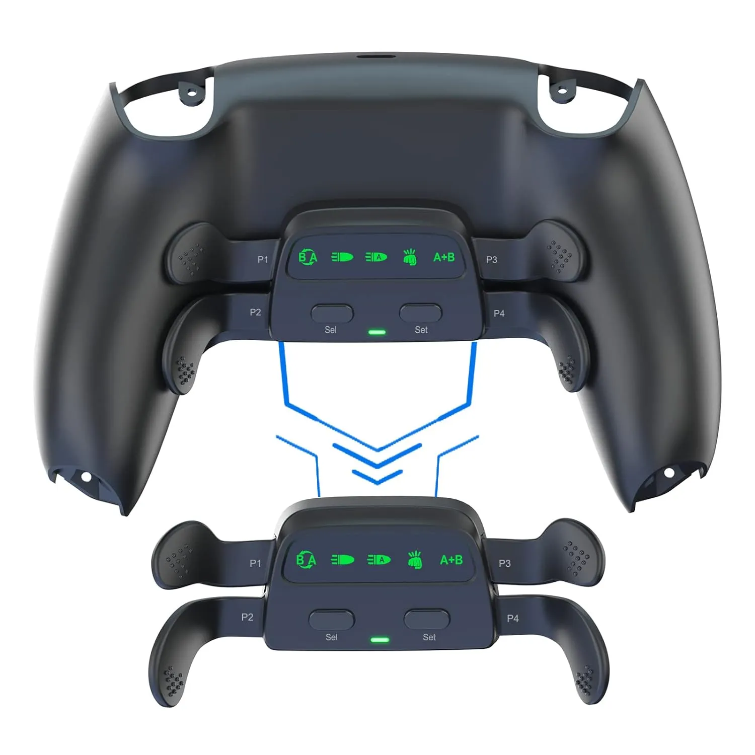 Programmable Back Paddles for PS5 Controller, Rise 4.0 Remap Kit for PS5 Controller BDM-010 & 020 & BDM-030 & 040, Upgrade 4 Back Buttons Support Mapping, Auto Turbo, Combo Function
