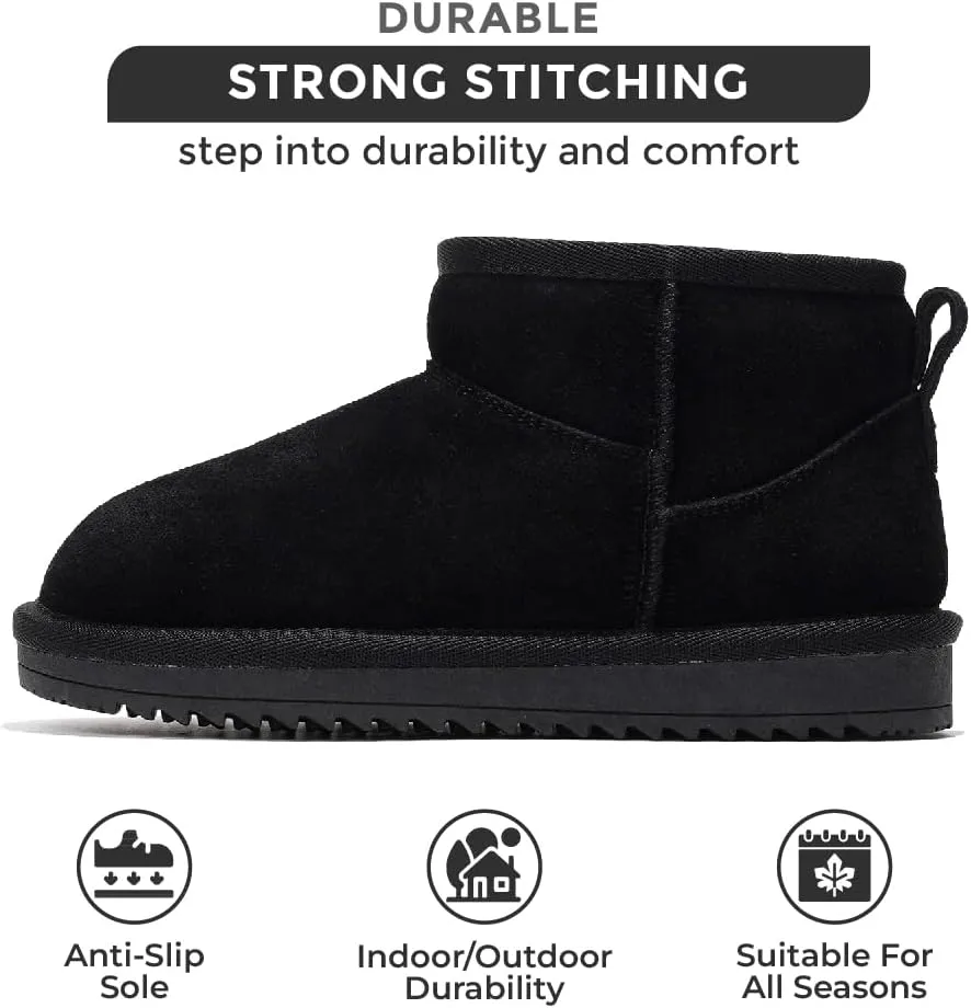 Project Cloud Genuine Leather Girls Boots – Lightweight & Cozy Fur Ankle Boots with Memory Foam – Non Slip Kids Boots for Girls, Perfect for Fall and Everyday Wear