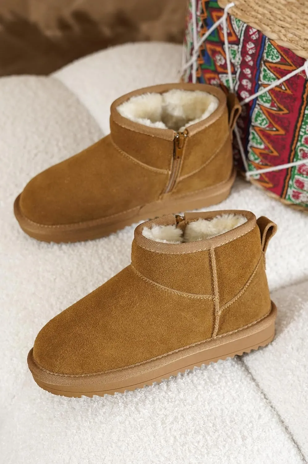 Project Cloud Genuine Leather Girls Boots – Lightweight & Cozy Fur Ankle Boots with Memory Foam – Non Slip Kids Boots for Girls, Perfect for Fall and Everyday Wear
