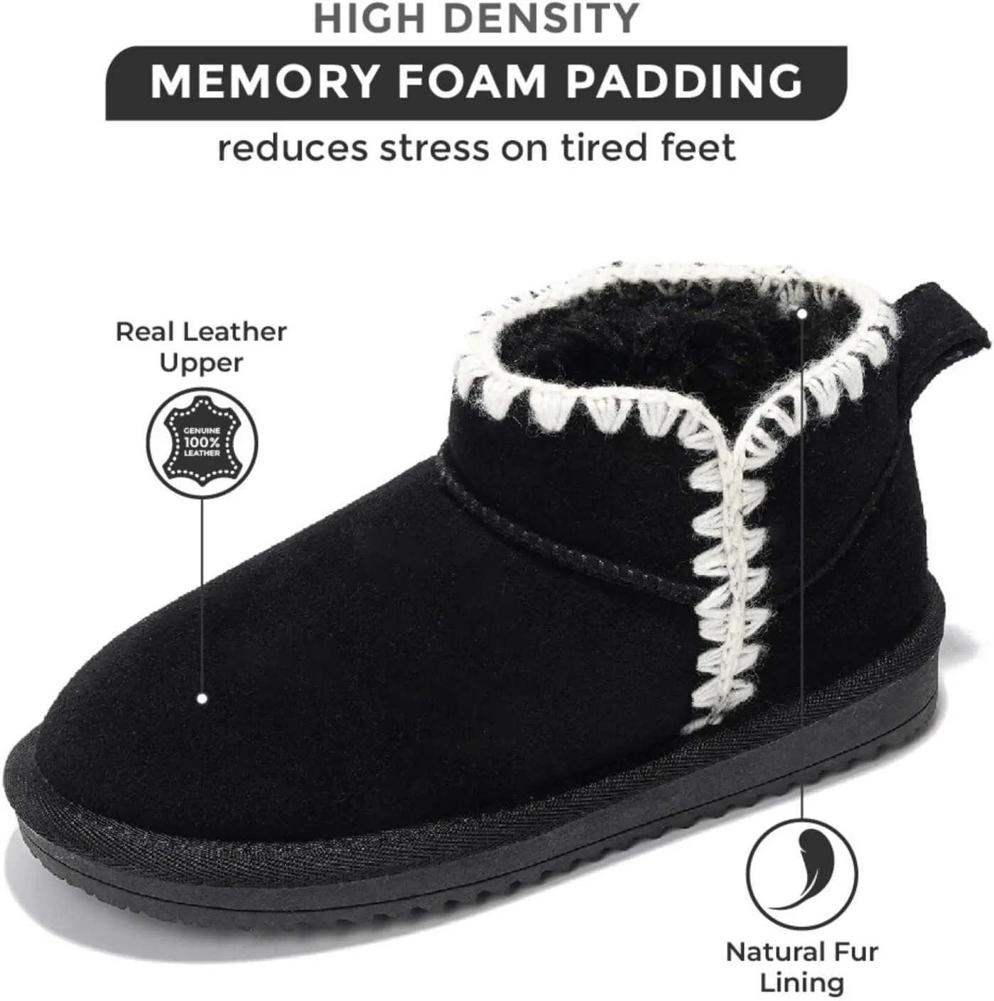 Project Cloud Genuine Leather Girls Boots – Lightweight & Cozy Fur Ankle Boots with Memory Foam – Non Slip Kids Boots for Girls, Perfect for Fall and Everyday Wear