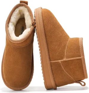 Project Cloud Genuine Leather Girls Boots – Lightweight & Cozy Fur Ankle Boots with Memory Foam – Non Slip Kids Boots for Girls, Perfect for Fall and Everyday Wear